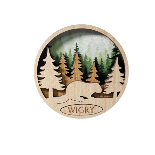 Drewniany magnes 3D UV - Bóbr N2